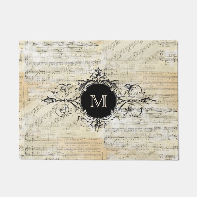 Vintage Sheet Music Monogram Mat (Front)