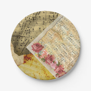 Vintage Sheet Music Musical Notes Paper Plates