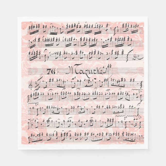 Vintage Sheet Music Napkin (Front)