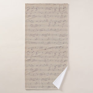 Vintage sheet music note musician musical bath towel