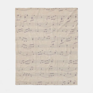 Vintage sheet music note musician musical fleece blanket