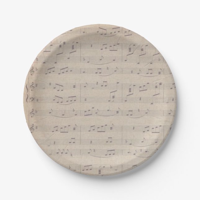 Vintage sheet music note musician musical paper plate (Front)