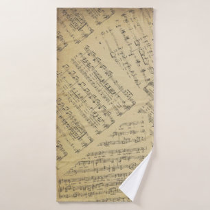 Vintage Sheet music note pattern musician Bath Towel