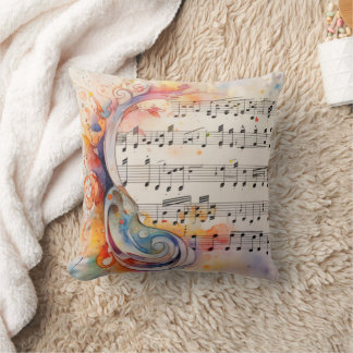Vintage Sheet Music Nursery Pillow Artistic Water
