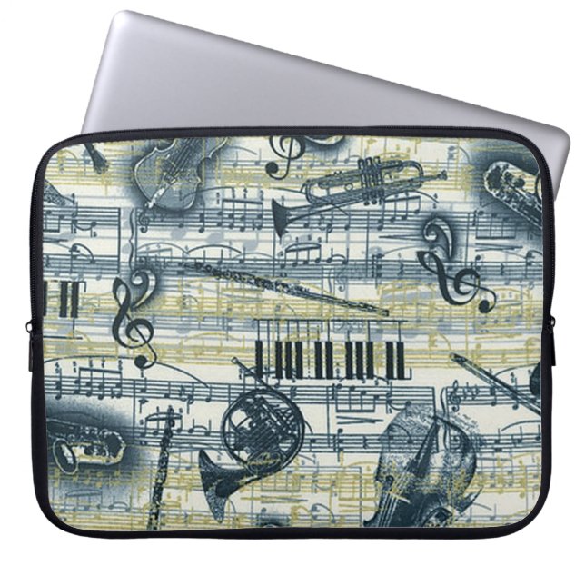Vintage Sheet Music Pattern Laptop Sleeve (Front)