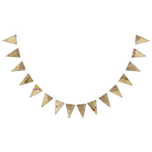 Vintage Sheet Music Pink Rose Party Flag Banner