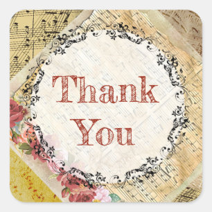 Vintage Sheet Music Rose Personalised Stickers