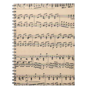 Vintage Sheet Music Score Black and White notes Notebook