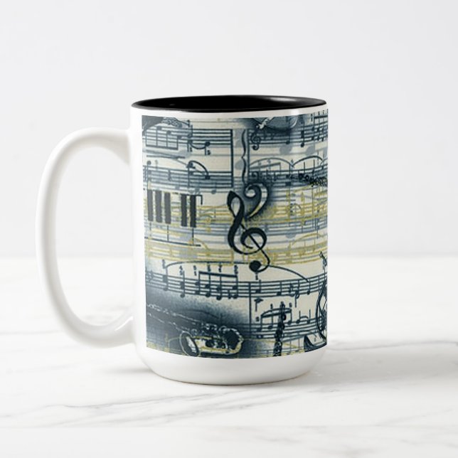Vintage Sheet Music Two-Tone Coffee Mug (Left)