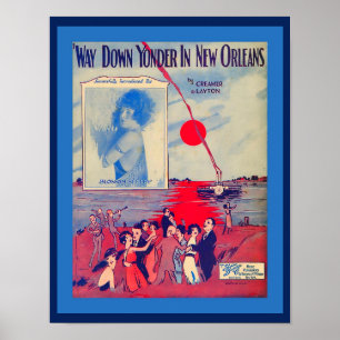 Vintage Sheet Music Way Down Yonder in New Orleans Poster