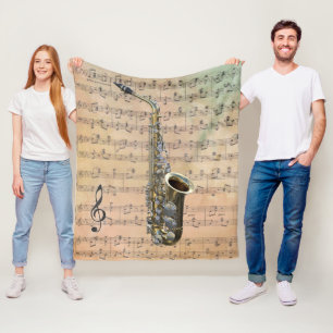 Vintage Sheet Music With a Clarinet Fleece Blanket