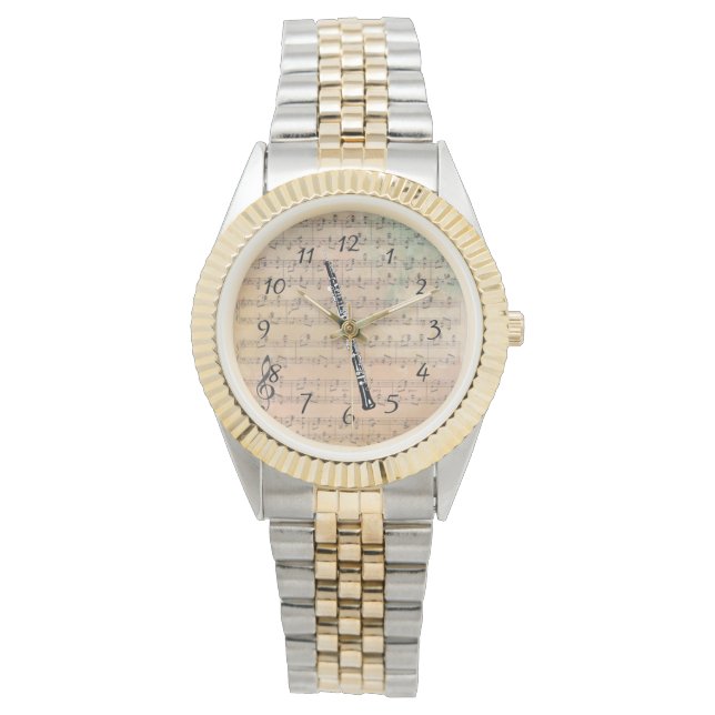 Vintage Sheet Music With A Oboe Watch (Front)