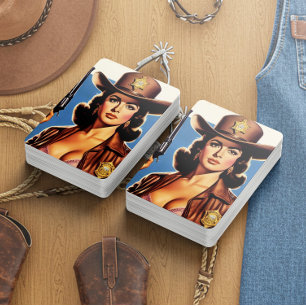 Vintage Sheriff Pin-up Playing Cards