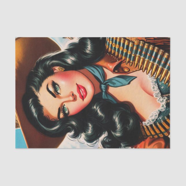 Vintage Sheriff Pin-up Tissue Paper (Front)