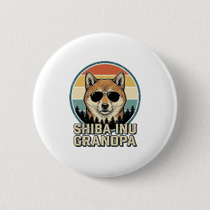 Vintage Shiba Inu Grandpa Dog Shirt Design_1 6 Cm Round Badge