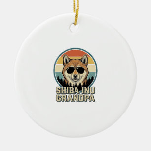 Vintage Shiba Inu Grandpa Dog Shirt Design_1 Ceramic Ornament