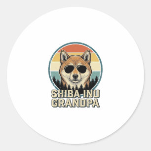 Vintage Shiba Inu Grandpa Dog Shirt Design_1 Classic Round Sticker