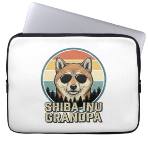 Vintage Shiba Inu Grandpa Dog Shirt Design_1 Laptop Sleeve