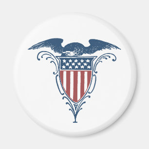 Vintage Shield Red White Blue American Eagle Stars Magnet