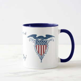 Vintage Shield Red White Blue American Eagle Stars Mug