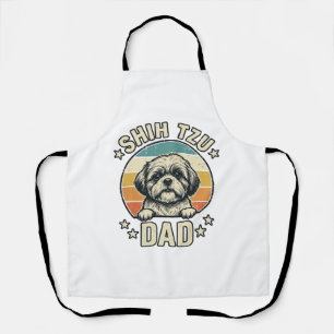 Vintage Shih Tzu Dad Dog Lover Shirt Design_1 Apron