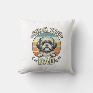 Vintage Shih Tzu Dad Dog Lover Shirt Design_1 Cushion