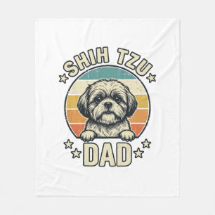 Vintage Shih Tzu Dad Dog Lover Shirt Design_1 Fleece Blanket