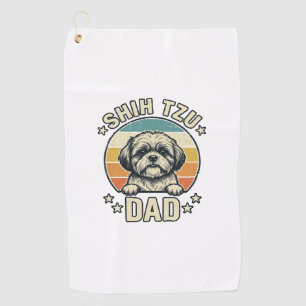 Vintage Shih Tzu Dad Dog Lover Shirt Design_1 Golf Towel