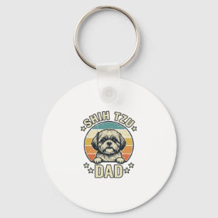 Vintage Shih Tzu Dad Dog Lover Shirt Design_1 Key Ring
