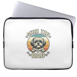 Vintage Shih Tzu Dad Dog Lover Shirt Design_1 Laptop Sleeve