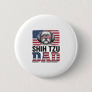 Vintage Shih Tzu Dad Patriotic Dog Shirt Design_1 6 Cm Round Badge