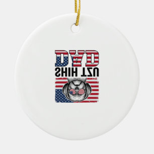 Vintage Shih Tzu Dad Patriotic Dog Shirt Design_1 Ceramic Ornament