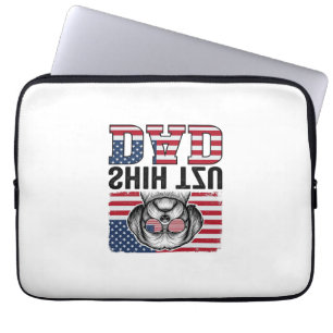 Vintage Shih Tzu Dad Patriotic Dog Shirt Design_1 Laptop Sleeve