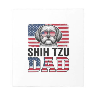 Vintage Shih Tzu Dad Patriotic Dog Shirt Design_1 Notepad