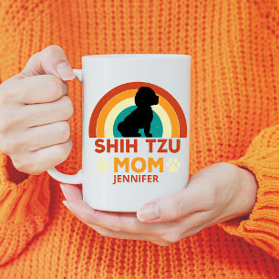 Vintage Shih Tzu Dog Mum Sunset Personalised Coffee Mug