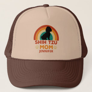 Vintage Shih Tzu Dog Mum Sunset Personalised Trucker Hat