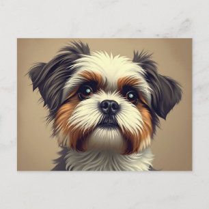 Vintage Shih Tzu Portrait Postcard
