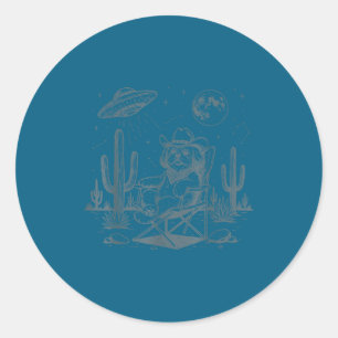 Vintage shih tzu ufo western funny dog classic round sticker