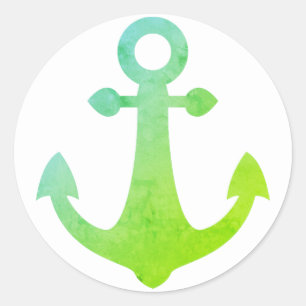 Vintage Ship Anchor Lime Green Nautical Sailor Classic Round Sticker