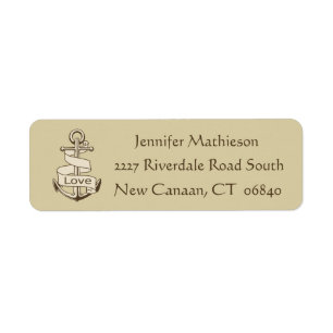 Vintage Ship Anchor Nautical Love - Brown / Tan Return Address Label