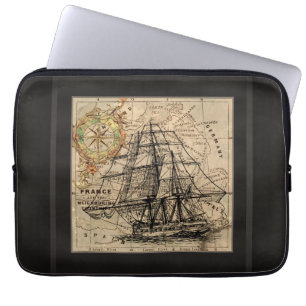 Vintage Ship And Map Laptop Sleeve