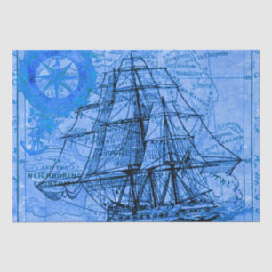 Vintage Ship and Map Tissue Paper
