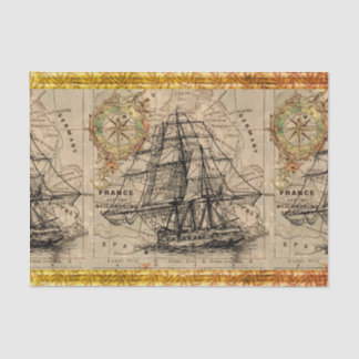 Vintage Ship And Map Tissue Paper