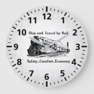 Vintage Ship and Travel By Rail Large Clock