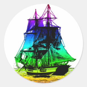 Vintage Ship Classic Round Sticker