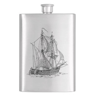 Vintage Ship Hip Flask