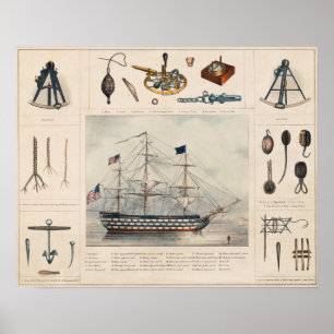 Vintage Ship Illustration Poster