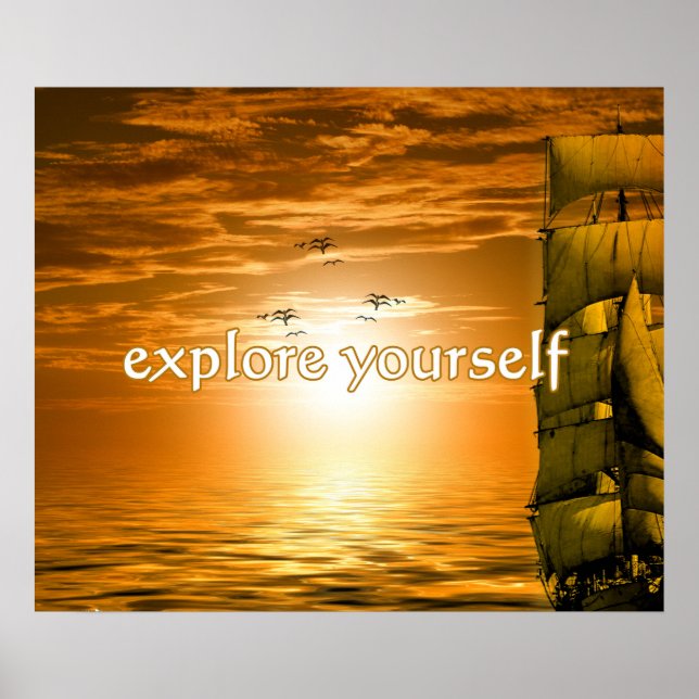 vintage ship inspirational motivational quote poster (Front)