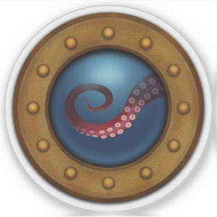 Vintage Ship Porthole Octopus Steampunk Nautical