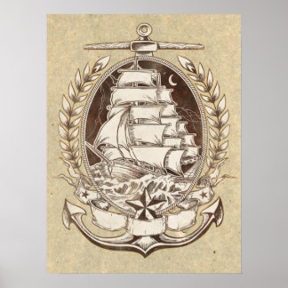 Vintage Ship Poster